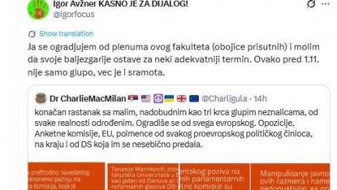 IDEOLOG BLOKADERA IGOR AVŽNER: Studenti plenumaši lupaju baljezgarije i ne predstavljaju nikoga IDEOLOG BLOKADERA IGOR AVŽNER: Studenti plenumaši lupaju baljezgarije i ne predstavljaju nikoga