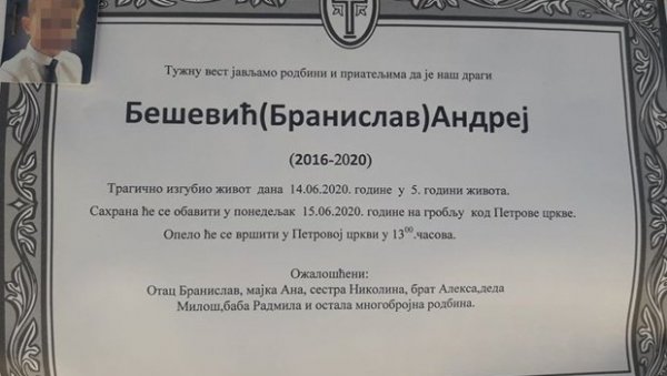 ТУГА У НОВОМ ПАЗАРУ: Стотине људи се у СУЗАМА опростило од Андреја (4) који је током игре истрчао на пут и ПОГИНУО: Ово је жалост до неба, како да заборавимо његов осмех? ТУГА У НОВОМ ПАЗАРУ: Стотине људи се у СУЗАМА опростило од Андреја (4) који је током игре истрчао на пут и ПОГИНУО: Ово је жалост до неба, како да заборавимо његов осмех?