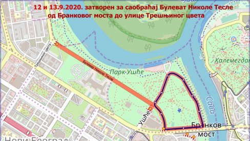 ТРКА КОД УШЋА: За саобраћај затварорен Булевар Николе Тесле ТРКА КОД УШЋА: За саобраћај затварорен Булевар Николе Тесле