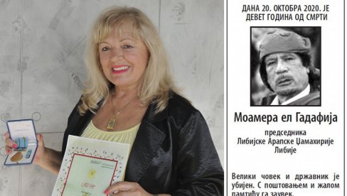 ZVAO ME JE ĆERKA LIBIJE: Nekadašnja glavna medicinska sestra Muamera el Gadafija i ove godine dala čitulju za godišnjicu smrti ZVAO ME JE ĆERKA LIBIJE: Nekadašnja glavna medicinska sestra Muamera el Gadafija i ove godine dala čitulju za godišnjicu smrti