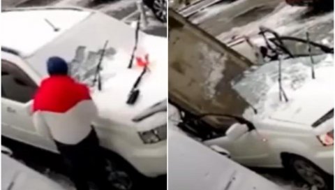 РУС ИМАО ЛУДУ СРЕЋУ: Огромна бетонска плоча пала и смрскала му аутомобил, избегао смрт у секунди (ВИДЕО) РУС ИМАО ЛУДУ СРЕЋУ: Огромна бетонска плоча пала и смрскала му аутомобил, избегао смрт у секунди (ВИДЕО)