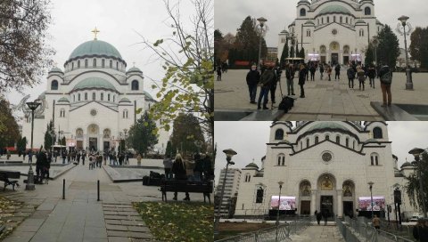 САОБРАЋАЈ ОКО ХРАМА СВЕТОГ САВЕ ОБУСТАВЉЕН: На уласку у храм стоје припадници гарде Војске Србије, а верници пале свеће САОБРАЋАЈ ОКО ХРАМА СВЕТОГ САВЕ ОБУСТАВЉЕН: На уласку у храм стоје припадници гарде Војске Србије, а верници пале свеће