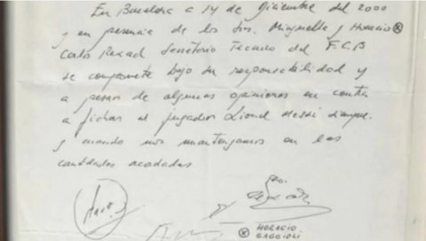 САЛВЕТА КОЈА ЈЕ ПРОМЕНИЛА ТОК ИСТОРИЈЕ: На њој је Меси потписао први уговор са Барселоном САЛВЕТА КОЈА ЈЕ ПРОМЕНИЛА ТОК ИСТОРИЈЕ: На њој је Меси потписао први уговор са Барселоном