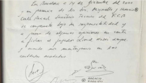 САЛВЕТА КОЈА ЈЕ ПРОМЕНИЛА ТОК ИСТОРИЈЕ: На њој је Меси потписао први уговор са Барселоном САЛВЕТА КОЈА ЈЕ ПРОМЕНИЛА ТОК ИСТОРИЈЕ: На њој је Меси потписао први уговор са Барселоном