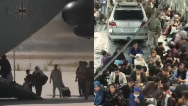 БИЗАРНА СЛИКА ИЗ КАБУЛА: Хиљаде очајника чека да одлети из земље, а неко је успео да у авион укрца и аутомобил (ВИДЕО) БИЗАРНА СЛИКА ИЗ КАБУЛА: Хиљаде очајника чека да одлети из земље, а неко је успео да у авион укрца и аутомобил (ВИДЕО)