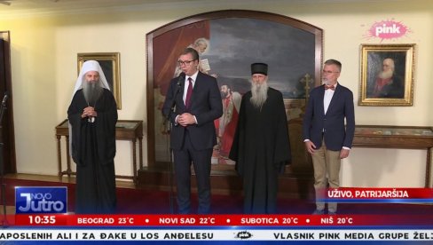 НАКОН САСТАНКА У ПАТРИЈАРШИЈИ: Председник и патријарх се обратили јавности - Србија се не стиди наших жртава, то су наши јунаци! НАКОН САСТАНКА У ПАТРИЈАРШИЈИ: Председник и патријарх се обратили јавности - Србија се не стиди наших жртава, то су наши јунаци!