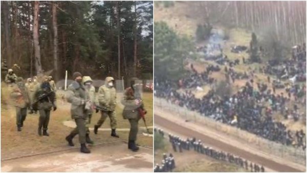 ХАОС НА БЕЛОРУСКОЈ ГРАНИЦИ: Хиљаде људи кренуло ка ЕУ преко Пољске - војска у приправности (ВИДЕО) ХАОС НА БЕЛОРУСКОЈ ГРАНИЦИ: Хиљаде људи кренуло ка ЕУ преко Пољске - војска у приправности (ВИДЕО)