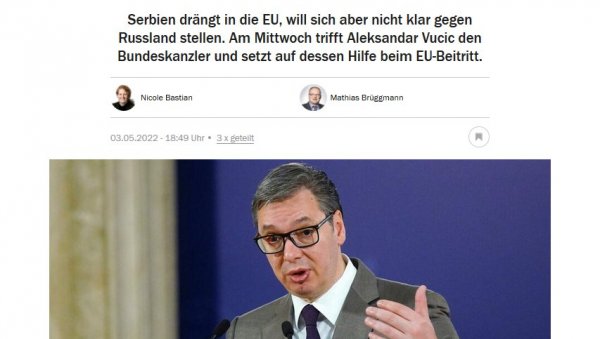 ВУЧИЋ ДАО ВЕЛИКИ ИНТЕРВЈУ ЗА НЕМАЧКИ ЛИСТ: Ми смо јасно на путу ка ЕУ, зато сам и дошао у Немачку ВУЧИЋ ДАО ВЕЛИКИ ИНТЕРВЈУ ЗА НЕМАЧКИ ЛИСТ: Ми смо јасно на путу ка ЕУ, зато сам и дошао у Немачку