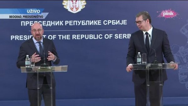 ВУЧИЋ НАКОН САСТАНКА СА МИШЕЛОМ: Циљ Србије је да настави европским путем (ВИДЕО) ВУЧИЋ НАКОН САСТАНКА СА МИШЕЛОМ: Циљ Србије је да настави европским путем (ВИДЕО)