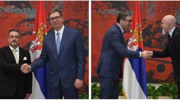 ВУЧИЋ СА НОВИМ АМБАСАДОРИМА: Председник примио дипломате Ирака, Сомалије и Италије ВУЧИЋ СА НОВИМ АМБАСАДОРИМА: Председник примио дипломате Ирака, Сомалије и Италије