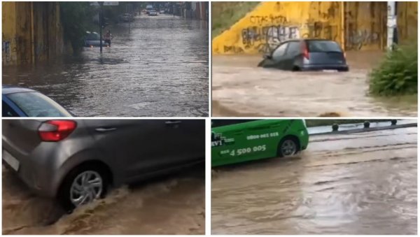 ПОТОП У НИШУ: Невреме изазвало хаос у граду на Нишави, улице под водом, бујица носила аутомобиле! (ВИДЕО)