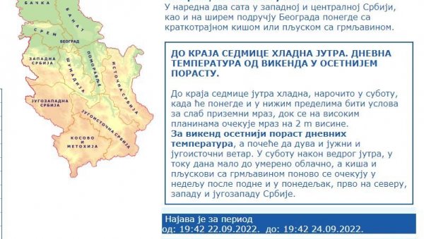 НОВО УПОЗОРЕЊЕ РХМЗ: Наредна два сата пљускови с грмљавином, на удару и Београд (ФОТО) НОВО УПОЗОРЕЊЕ РХМЗ: Наредна два сата пљускови с грмљавином, на удару и Београд (ФОТО)