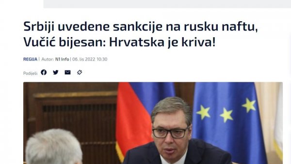 ИЗМИСЛИЛИ ВУЧИЋЕВУ ИЗЈАВУ: Хрватски Н1 наставља са неистинама ИЗМИСЛИЛИ ВУЧИЋЕВУ ИЗЈАВУ: Хрватски Н1 наставља са неистинама