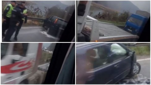 PRVI SNIMCI SA MESTA NESREĆE KOD ČAČKA: Sudarili se kamion i automobil, povređene prevoze u bolnicu (VIDEO)