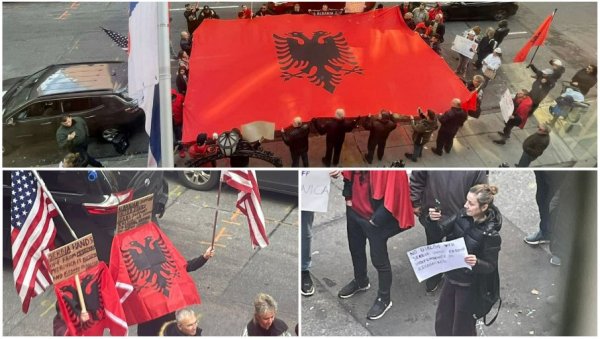 АЛБАНСКА ПРОВОКАЦИЈА ИСПРЕД СРПСКЕ МИСИЈЕ У ЊУЈОРКУ: Скандалозне поруке - призивали нову агресију и славили велику Албанију (ФОТО/ВИДЕО) АЛБАНСКА ПРОВОКАЦИЈА ИСПРЕД СРПСКЕ МИСИЈЕ У ЊУЈОРКУ: Скандалозне поруке - призивали нову агресију и славили велику Албанију (ФОТО/ВИДЕО)