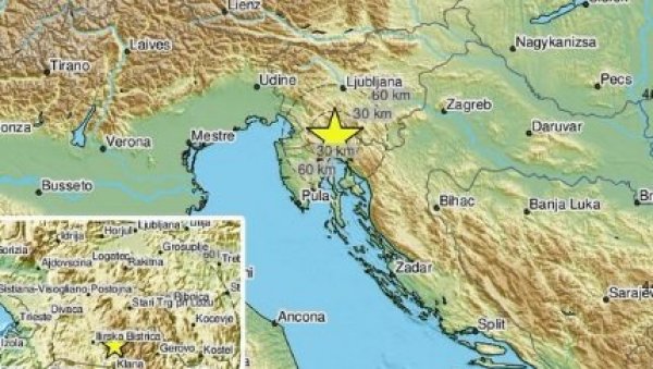 ЗЕМЉОТРЕС У СЛОВЕНИЈИ: Епицентар је био 11 километара североисточно од Илирске Бистрице ЗЕМЉОТРЕС У СЛОВЕНИЈИ: Епицентар је био 11 километара североисточно од Илирске Бистрице
