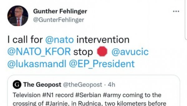 СРАМНА РЕАКЦИЈА: Познати србомрзац тражи од НАТО да заустави Вучића СРАМНА РЕАКЦИЈА: Познати србомрзац тражи од НАТО да заустави Вучића
