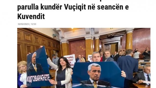 НАСЛОВНИЦЕ ПУНЕ ТУЧЕ И ХАОСА: Приштински медији славили опозицију због инцидената које су правили у Скупштини НАСЛОВНИЦЕ ПУНЕ ТУЧЕ И ХАОСА: Приштински медији славили опозицију због инцидената које су правили у Скупштини
