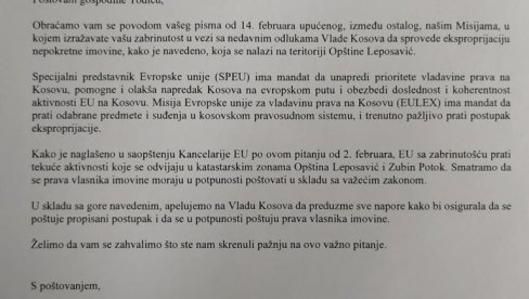 Kancelarija EU na tzv. Kosovu i Misija Oebs odgovorile na pisma gradonačelnika Leposavića Kancelarija EU na tzv. Kosovu i Misija Oebs odgovorile na pisma gradonačelnika Leposavića