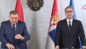 ZAVRŠENO OBRAĆANJE VUČIĆA I DODIKA: Uvek ćemo podržati ono što je dogovor sva tri konstitutivna naroda (FOTO/VIDEO)