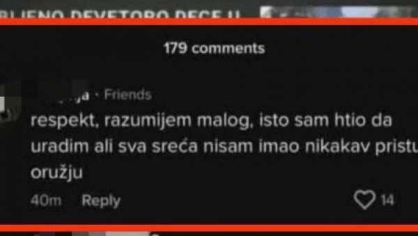 РАЗУМЕМ МАЛОГ, ИСТО САМ ХТЕО И ЈА ДА УРАДИМ Малолетник из Жабљака подржао масакр у Београду, полиција реаговала