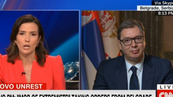 ВУЧИЋ ЗА СИ-ЕН-ЕН: Ми признајемо само Повељу УН, предузмите акцију против оних који угрожавају мир и стабилност ВУЧИЋ ЗА СИ-ЕН-ЕН: Ми признајемо само Повељу УН, предузмите акцију против оних који угрожавају мир и стабилност