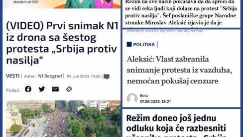 JOŠ JEDNA NEISTINA: Tvrdili da je vlast zabranila snimanje političkih protesta iz vazduha JOŠ JEDNA NEISTINA: Tvrdili da je vlast zabranila snimanje političkih protesta iz vazduha