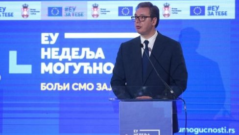 PREDSEDNIK NA ODRŽAVANJU EU NEDELJA MOGUĆNOSTI Vučić: U naredne četiri godine veliki izazovi za organizaciju EXPO (FOTO, VIDEO) PREDSEDNIK NA ODRŽAVANJU EU NEDELJA MOGUĆNOSTI Vučić: U naredne četiri godine veliki izazovi za organizaciju EXPO (FOTO, VIDEO)