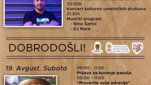 UZ MIRIS PASULJA. Miholjski susreti sela kod Zrenjanina 18.i 19. avgusta UZ MIRIS PASULJA. Miholjski susreti sela kod Zrenjanina 18.i 19. avgusta