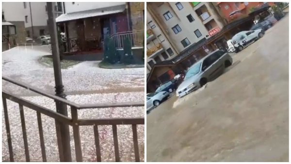 НЕВРЕМЕ НА ЗЛАТИБОРУ: Забелело се од леда, улице под водом (ВИДЕО)