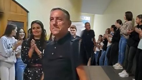 DIRLJIV SNIMAK: Kako su učenici ispratili omiljenog profesora u penziju - samo što nije zaplakao DIRLJIV SNIMAK: Kako su učenici ispratili omiljenog profesora u penziju - samo što nije zaplakao