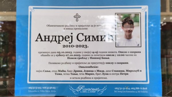 САУЧЕШЋЕ ИЗ ШКОЛЕ УБИЈЕНОГ ДЕЧАКА: У Нишкој Бањи у шоку - деци обезбеђена педагошка и психолошка помоћ САУЧЕШЋЕ ИЗ ШКОЛЕ УБИЈЕНОГ ДЕЧАКА: У Нишкој Бањи у шоку - деци обезбеђена педагошка и психолошка помоћ