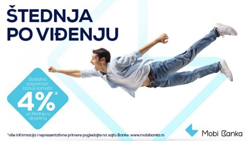 Mobi Banka predstavlja štednju po viđenju uz ukupnu kamatnu stopu od 4.01% Mobi Banka predstavlja štednju po viđenju uz ukupnu kamatnu stopu od 4.01%