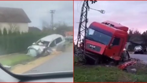 PUKLO JE KAO BOMBA: Detalji stravičnog sudara kod Apatina, vozač izleteo kroz šoferku (VIDEO)