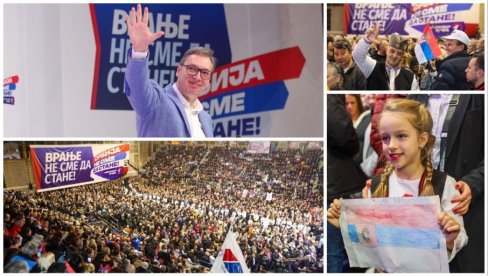 VUČIĆ U PREPUNOJ HALI U VRANJU: Nemamo rezervnu otadžbinu - Da ih pobedimo najubedljivije do sada (FOTO/VIDEO)