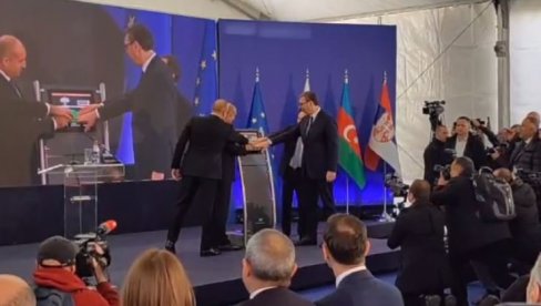 VUČIĆ, ALIJEV I RADEV PRITISLI DUGME: Pušten u rad gasni interkonektor Srbija - Bugarska (VIDEO)