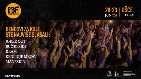 LJUBITELJI BELGRADE BEER FESTA ODREĐUJU RITAM ZA BBF 2024 – Jocker Out, Buč Kesidi, Dram, Keni Nije Mrtav, i Maneskin na vrhu liste željeni LJUBITELJI BELGRADE BEER FESTA ODREĐUJU RITAM ZA BBF 2024 – Jocker Out, Buč Kesidi, Dram, Keni Nije Mrtav, i Maneskin na vrhu liste željeni