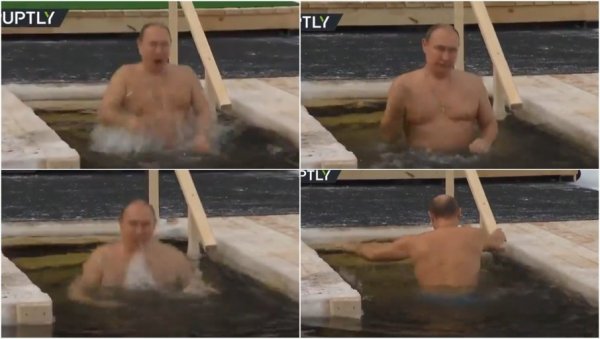 УШАО У ЛЕДЕНУ ВОДУ, ПА СЕ ПРЕКРСТИО ТРИ ПУТА: Погледајте како се Путин окупао на Богојављење (ВИДЕО) УШАО У ЛЕДЕНУ ВОДУ, ПА СЕ ПРЕКРСТИО ТРИ ПУТА: Погледајте како се Путин окупао на Богојављење (ВИДЕО)