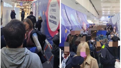 ŽENA PALA U NESVEST: Snimci sa aerodroma Nikola Tesla, ljudi nagurani u mali prostor, čekaju da im se neko obrati (FOTO/ VIDEO) ŽENA PALA U NESVEST: Snimci sa aerodroma Nikola Tesla, ljudi nagurani u mali prostor, čekaju da im se neko obrati (FOTO/ VIDEO)