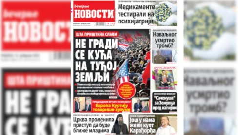 NEDELJNE “VEČERNJE NOVOSTI” DONOSE: Bespilotne letelice izmenile način ratovanja; Šta nam je činiti da zadržimo ljude na rubovima Srbije NEDELJNE “VEČERNJE NOVOSTI” DONOSE: Bespilotne letelice izmenile način ratovanja; Šta nam je činiti da zadržimo ljude na rubovima Srbije