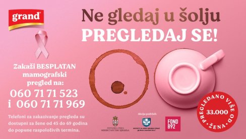 Četvrta godina besplatnih mamografskih pregleda ,,Ne gledaj u šolju, pregledaj se!’’ Četvrta godina besplatnih mamografskih pregleda ,,Ne gledaj u šolju, pregledaj se!’’