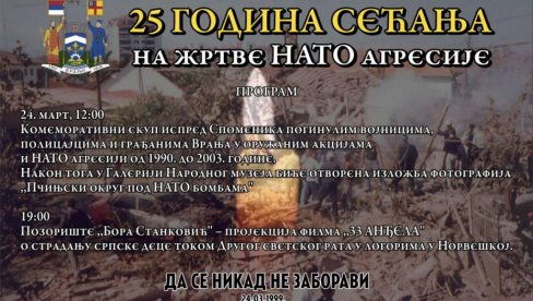 FILM 33 ANĐELA: Biće prikazan u Vranju u okviru obeležavanja godišnjice NATO bombardovanja FILM 33 ANĐELA: Biće prikazan u Vranju u okviru obeležavanja godišnjice NATO bombardovanja