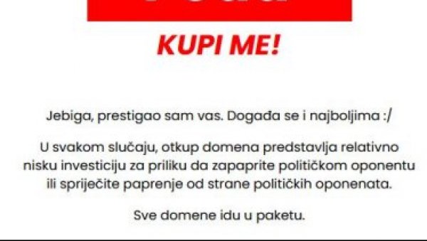 КУПИО ДОМЕН „РИЈЕКЕПРАВДЕ“, НУДИ ЗАМЕНУ ЗА МЕСТО НА ЛИСТИ: СДП: Не занима нас КУПИО ДОМЕН „РИЈЕКЕПРАВДЕ“, НУДИ ЗАМЕНУ ЗА МЕСТО НА ЛИСТИ: СДП: Не занима нас