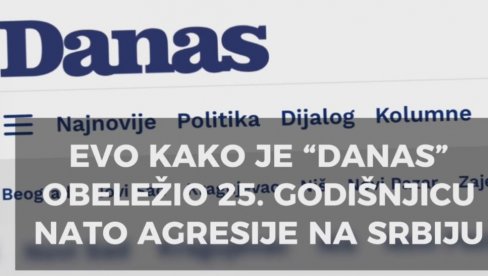 ČIJE STE VI NOVINE - SRPSKE, NATO ILI ALBANSKE? Pogledajte kako je Danas obeležio godišnjicu NATO agresije na Srbiju (VIDEO) ČIJE STE VI NOVINE - SRPSKE, NATO ILI ALBANSKE? Pogledajte kako je Danas obeležio godišnjicu NATO agresije na Srbiju (VIDEO)