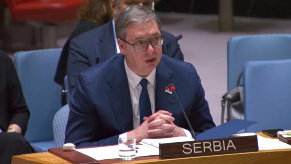 УРАДИЛИ СМО ВЕЛИКИ ПОСАО ЗА НАШУ ДРЖАВУ У УН: Вучић - Притисак на мале земље све уочљивији и снажнији УРАДИЛИ СМО ВЕЛИКИ ПОСАО ЗА НАШУ ДРЖАВУ У УН: Вучић - Притисак на мале земље све уочљивији и снажнији