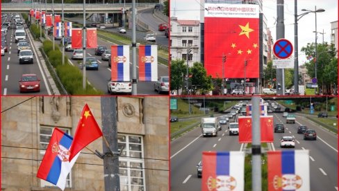 U ČAST DOLASKA SI ĐINPINGA: Vijore se kineske i srpske zastave širom Beograda (FOTO)