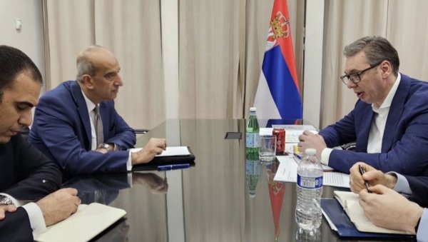 ВУЧИЋ СА АМБАСАДОРОМ ЕГИПТА У УН: Спремност Србије да се до последњег тренутка на све могуће начине супротстави овим преседанима ВУЧИЋ СА АМБАСАДОРОМ ЕГИПТА У УН: Спремност Србије да се до последњег тренутка на све могуће начине супротстави овим преседанима