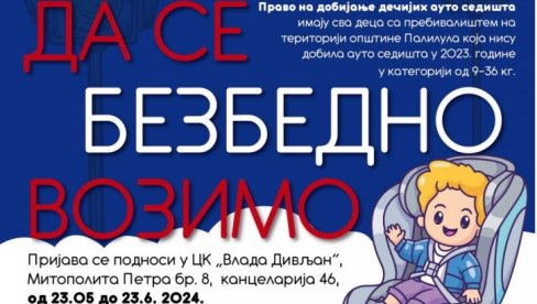 KONKURS DO 23. JUNA: Palilulci narednih mesec dana mogu da se prijave za besplatna auto-sedišta za decu KONKURS DO 23. JUNA: Palilulci narednih mesec dana mogu da se prijave za besplatna auto-sedišta za decu