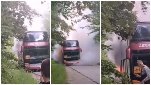 AUTOBUS SA ĐACIMA SE ZAPALIO ZBOG -  FILTERA: Detalji incidenta kod Vrnjačke Banje (VIDEO)