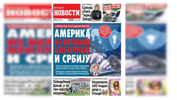 НЕДЕЉНЕ “ВЕЧЕРЊЕ НОВОСТИ” ДОНОСЕ: Зашто српска слога не одговара моћницима за Запада; Шта недостаје да боље збринемо људе на самрти НЕДЕЉНЕ “ВЕЧЕРЊЕ НОВОСТИ” ДОНОСЕ: Зашто српска слога не одговара моћницима за Запада; Шта недостаје да боље збринемо људе на самрти